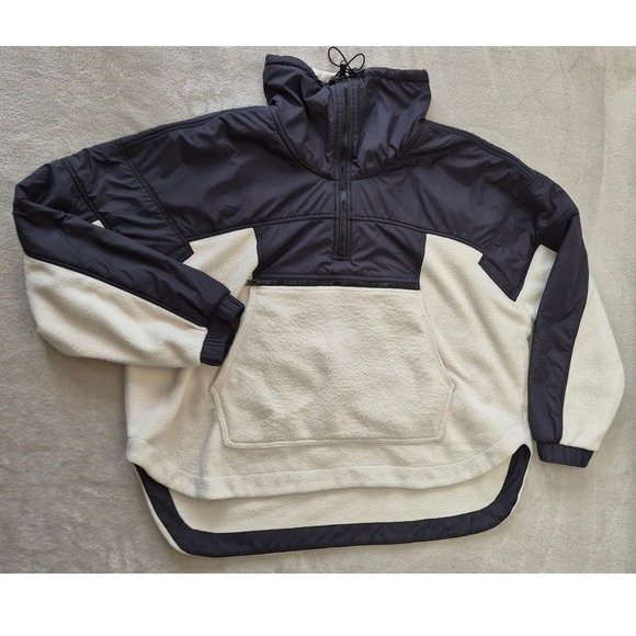 10 Crosby Derek Lam Jackets & Blazers - FP Movement Hit Slopes Fleece Pullover Womens XL Cream Black Colorblock Recycled
